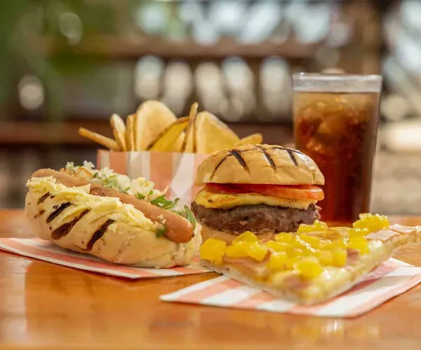 Decameron all inclusive snacks and fast food in resorts Decameron all inclusive dining with burgers, hot dogs, fries and casual snack options in resort